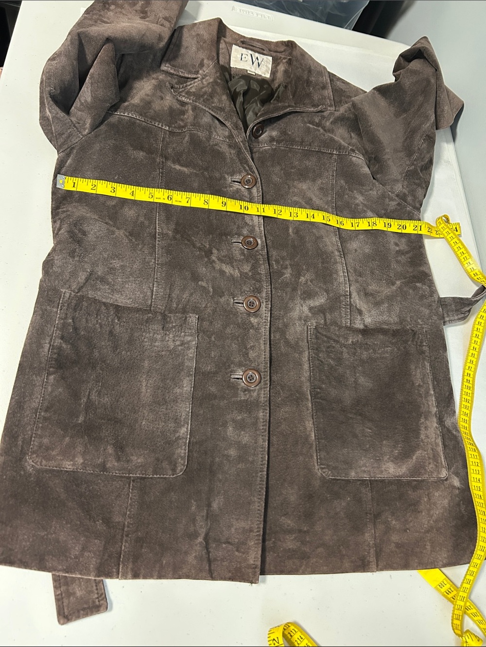 Vintage Brown Suede Leather Belted Jacket - Picture 8 of 15
